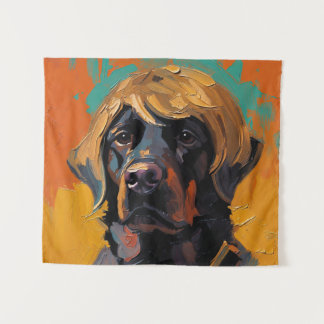 Ernsthaftes Hunde-Ölgemälde (#6) Wandteppich