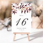 Ernte | Aquarellfolienkarte für die Tischnummer<br><div class="desc">Elegante rustikale Tischnummer-Karten bieten einen oberen Rand von Aquarellfarben-Herbstlauben in kräftigen Herbsttönen aus Bordeaux,  lila und goldener Pflaume,  darunter Ihre Tischnummer,  das Veranstaltungsdatum und zusätzliche benutzerdefinierte Texte. Design wiederholt sich auf der Rückseite. Koordiniert mit unserer Ernte Einladung für schicke Herbst- oder Winterhochzeiten.</div>