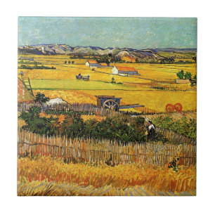 Ernte bei La Crau, mit Montmajour... Fliese