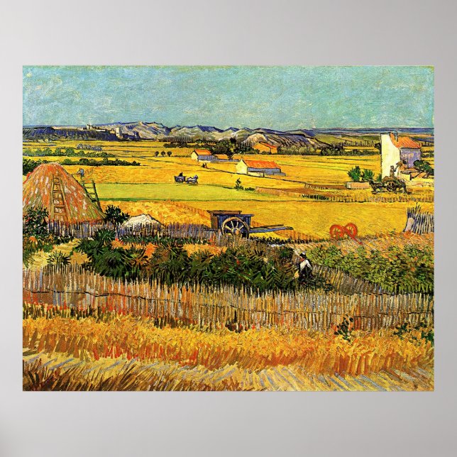 Ernte bei La Crau (van Gogh) Poster (Vorne)