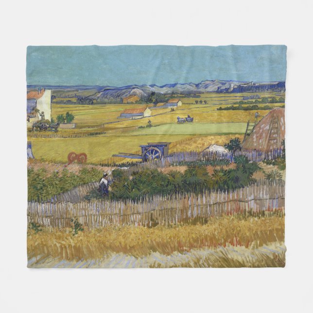 Ernte bei La Crau Vincent Van Gogh Fleecedecke (Vorderseite (Horizontal))