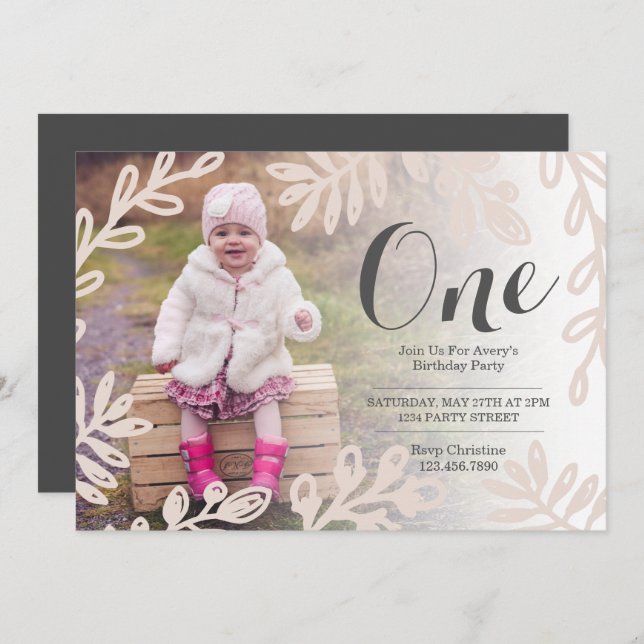 Ernte Blume Geburtstag Einladung (Vorne/Hinten)