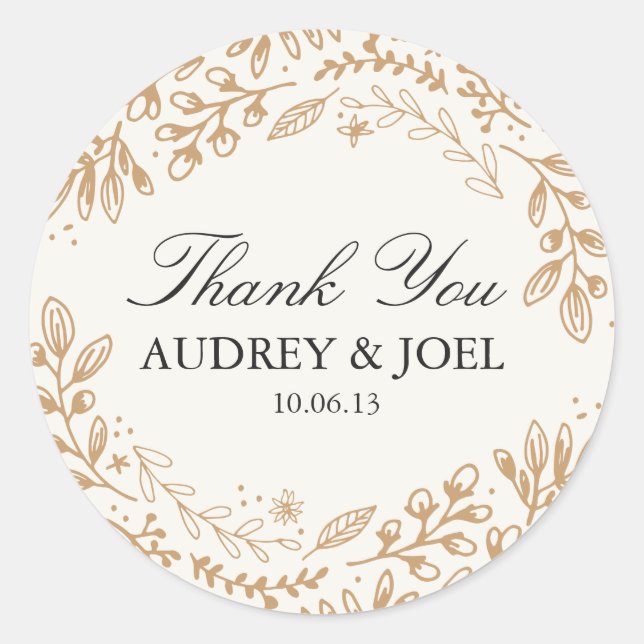 Ernte Blume Hochzeit Runder Aufkleber (Vorderseite)