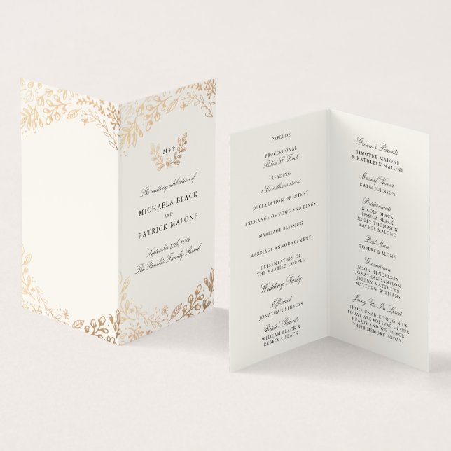 Ernte-Blume-Mini-Hochzeitsprogramm (Innenseite und Außenseite)