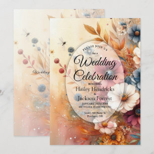 Ernte Blütenblätter und gemalte Himmel Hochzeit Einladung