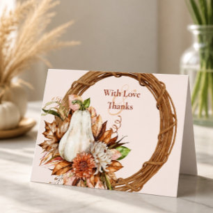 Ernte Chic Weiße Kürbis Hochzeit Danke Karte