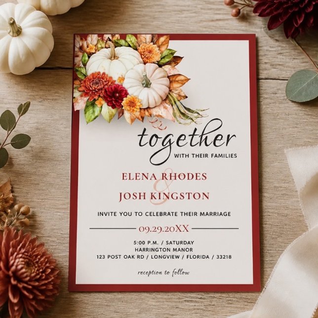 Ernte Chic Weiße Kürbis Hochzeit Einladung (Von Creator hochgeladen)