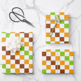 Ernte-Diagonal-Schachbrettmuster Geschenkpapier Set