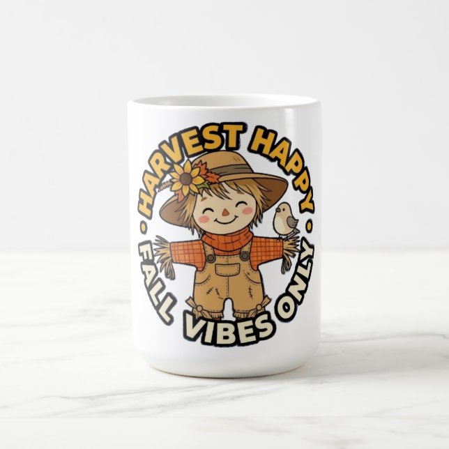 Ernte Glückliche Herbststimmung Nur Vogelscheuche Kaffeetasse (Mittel)