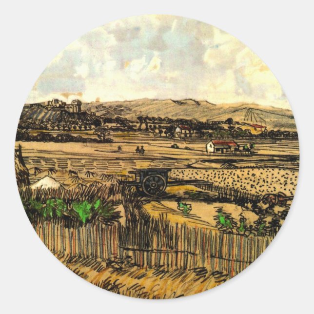 Ernte in der Provence Montmajour von Vincent van G Runder Aufkleber (Vorderseite)