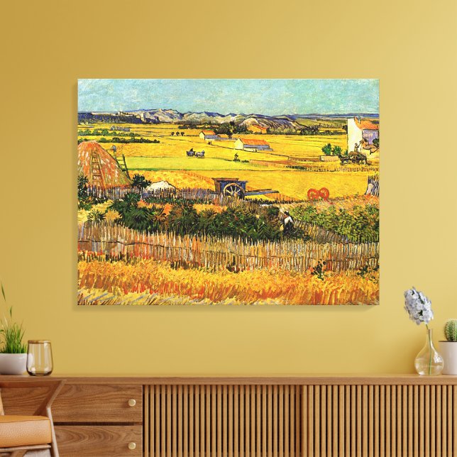 Ernte in La Crau, Montmajour von Vincent van Gogh Leinwanddruck (Insitu (Wohnzimmer))