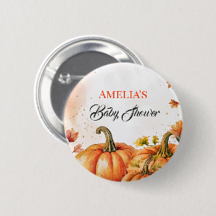 Ernte-Kürbis-Aquarell-Baby-Party Button