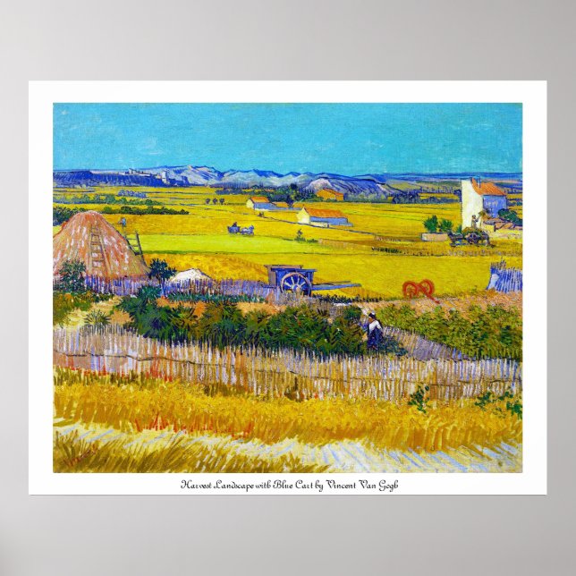 Ernte Landschaft mit blauem Cart Vincent Van Gogh Poster (Vorne)