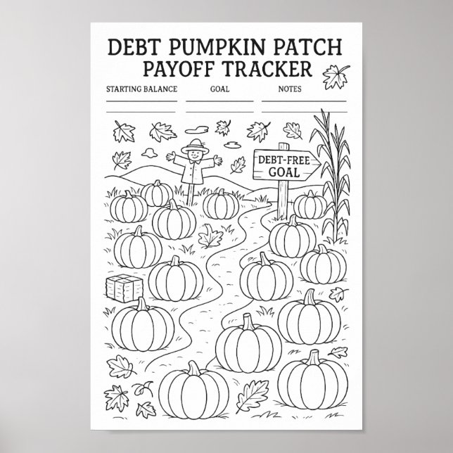Ernte Schulden Pumpkin Patch Payoff Tracker Poster (Vorne)