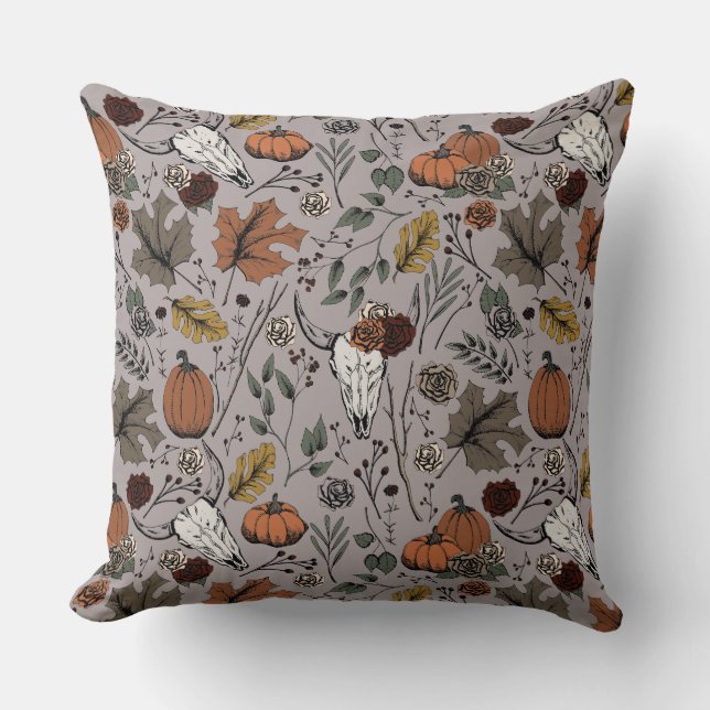 Ernte und Horns Kuh Skull Taupe Kissen (Vorderseite)