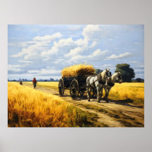 Ernte von Körnern mit Reitwagen