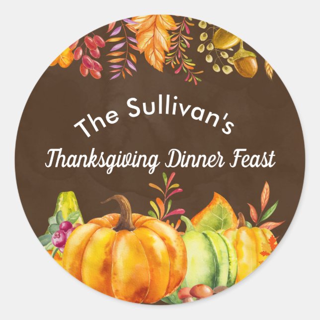 Ernte von Pumpen und Herbstleaves - Grenzveranstal Runder Aufkleber (Vorderseite)