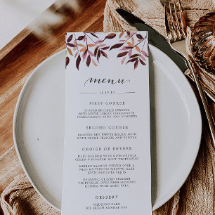 Ernte Watercolor Foliage Menu Card Menükarte