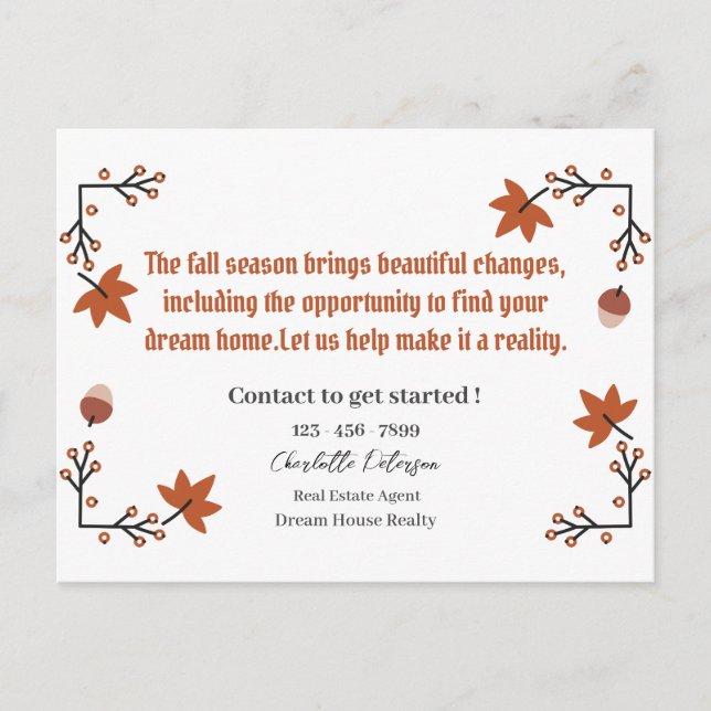 Ernteaussichten für echtes Anwesen Postkarte (Vorderseite)