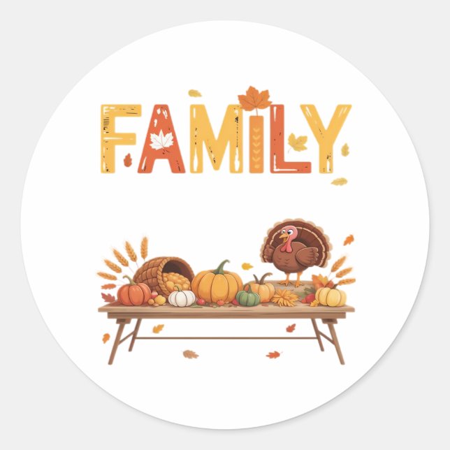 Erntedank 2025, der Familie dankbar ist für meinen Runder Aufkleber (Vorderseite)