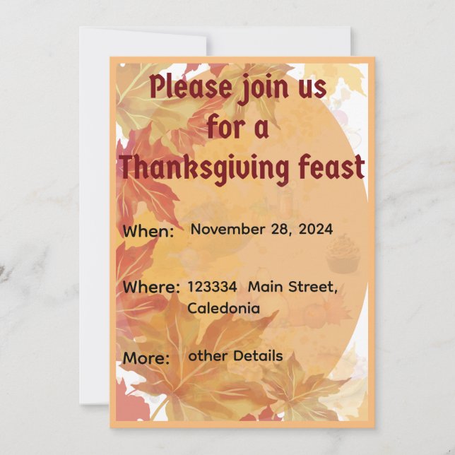 Erntedank Abendessen Einladung (Vorderseite)