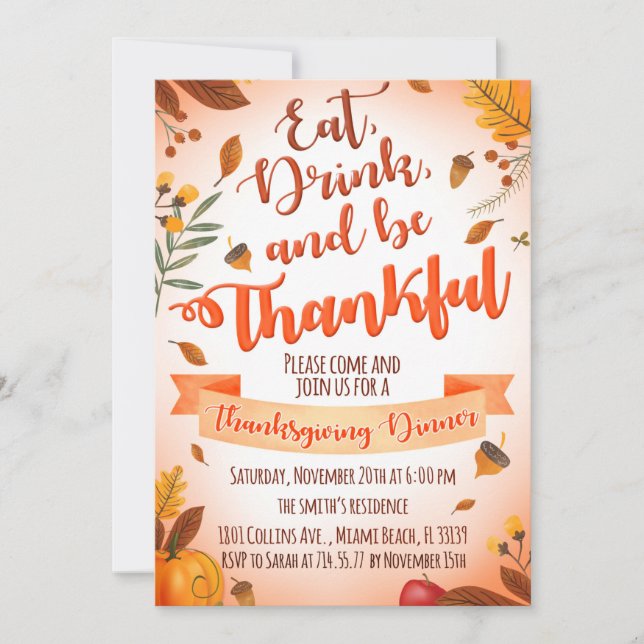 Erntedank Abendessen Einladung (Vorderseite)