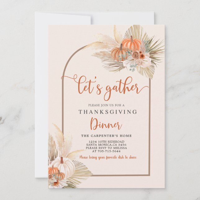 Erntedank Abendessen Einladung (Vorderseite)