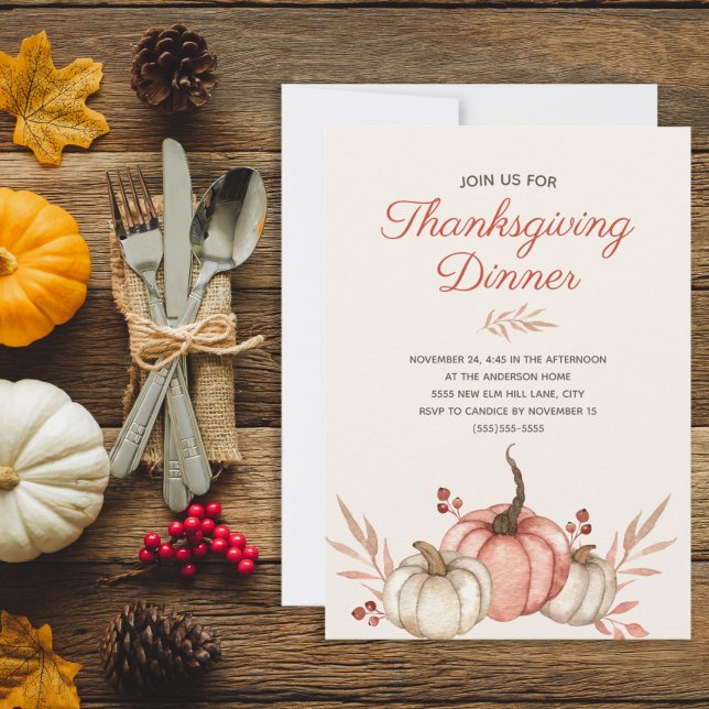 Erntedank Abendessen Herbst Rustikales Land Einladung (Rustic Thanksgiving Dinner invitation)