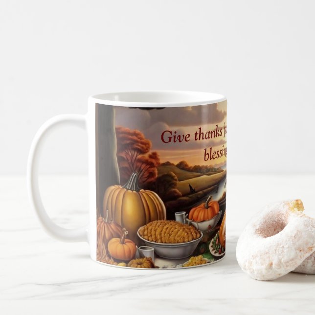 Erntedank Abundance Kaffee Tasse (Mit Donut)