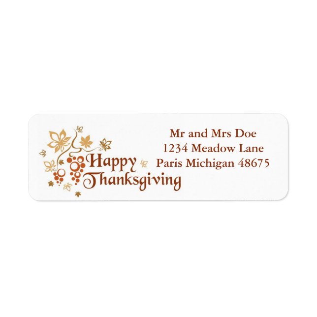 Erntedank Address Labels/Happy Thanksgiving (Vorne)