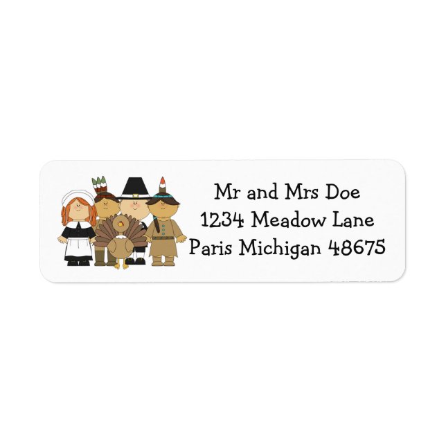 Erntedank Address Labels/Pilgrim's und Indiens (Vorne)