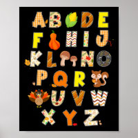 Erntedank Alphabet Funny Turkey Fall Preschool