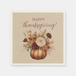 Erntedank-Aquarellpumpen und Blume- Serviette
