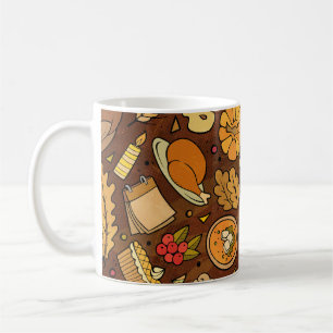 Erntedank-Artikel: Cartoon bunt Muster. Kaffeetasse