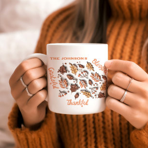 Erntedank Aufgeblasene Herbstlaub Familienname Kaffeetasse