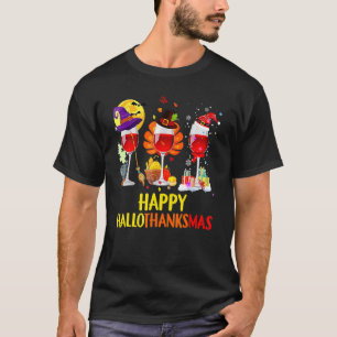 Erntedank aus Weinglas Glückliche Hallothanksmas T-Shirt