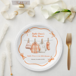 Erntedank Baby Shower Boy | Gemütliche Wäscheleine Pappteller