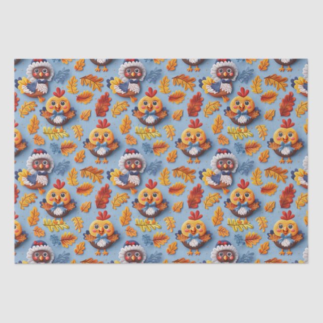 Erntedank Baby Türkei und Chicks Seidenpapier (Vorderseite)