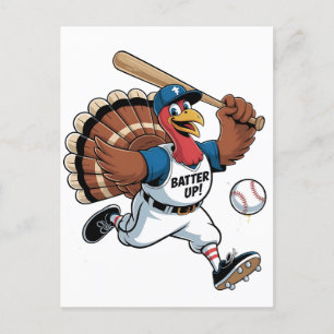 Erntedank Baseball Türkei Batter Gobbler Ankündigungspostkarte