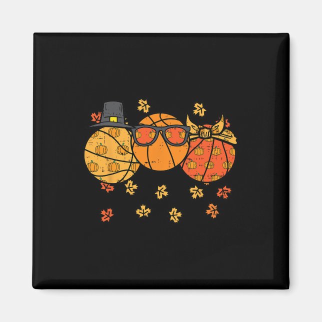 Erntedank Basketballs Pilgrill Herbst Männer W Magnet (Vorne)