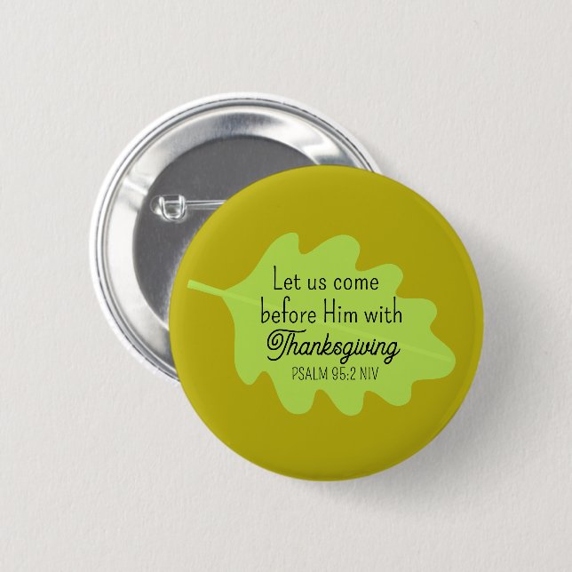 Erntedank Bibel Verse Grüne Blätter Autumm Olivenö Button (Vorne & Hinten)
