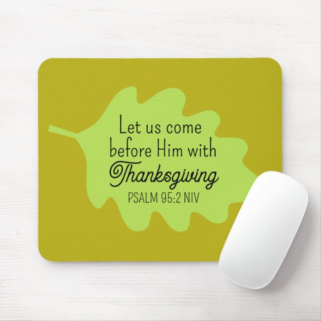 Erntedank Bibel Verse Grüne Blätter Autumm Olivenö Mousepad (Mit Mouse)