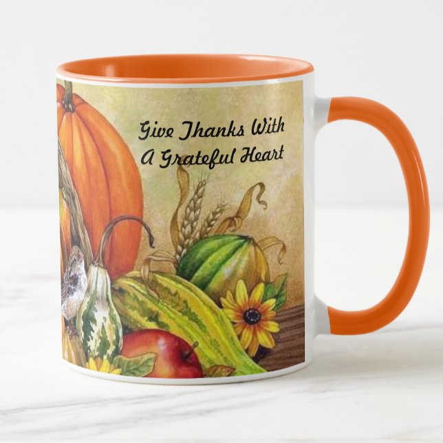 Erntedank Bird Harvest Tasse Cup Orange (Von Creator hochgeladen)