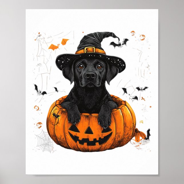 Erntedank "Black Lab Labrador Pumpkin Halloween" Poster (Vorne)
