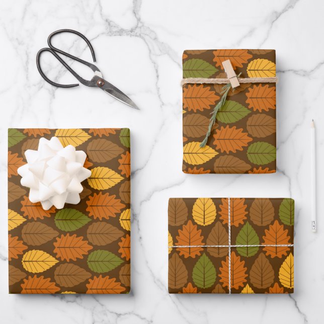 Erntedank-Blätter Geschenkpapier Set (Vorderseite)