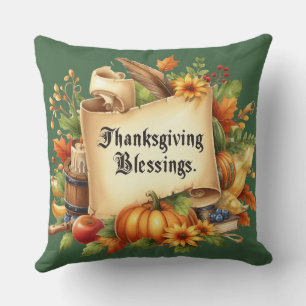 Erntedank Blessing Throw Pillow Kissen