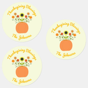 Erntedank-Blume in Pumpkin Custom Etiketten