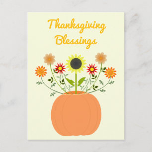 Erntedank-Blume in Pumpkin Custom Postkarte