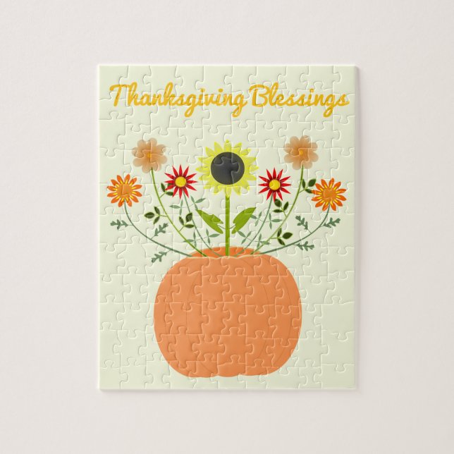 Erntedank-Blume in Pumpkin Custom Puzzle (Vertikal)