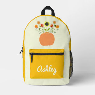 Erntedank Blume in Pumpkin Individuelle Name Bedruckter Rucksack